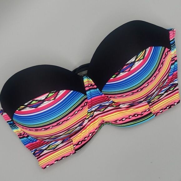 Joe Boxer Large Underwire Padded Bandeau Bikini Top - Picture 1 of 12